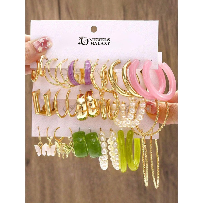 Jewels Galaxy Set Of 18 Contemporary Hoop Earrings