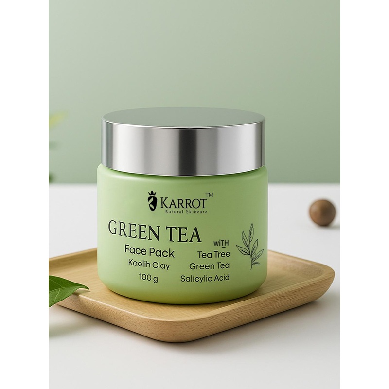 KARROT NATURAL SKINCARE Green Tea Face Pack Controls Acne & Reduces Dark Spots – 100g