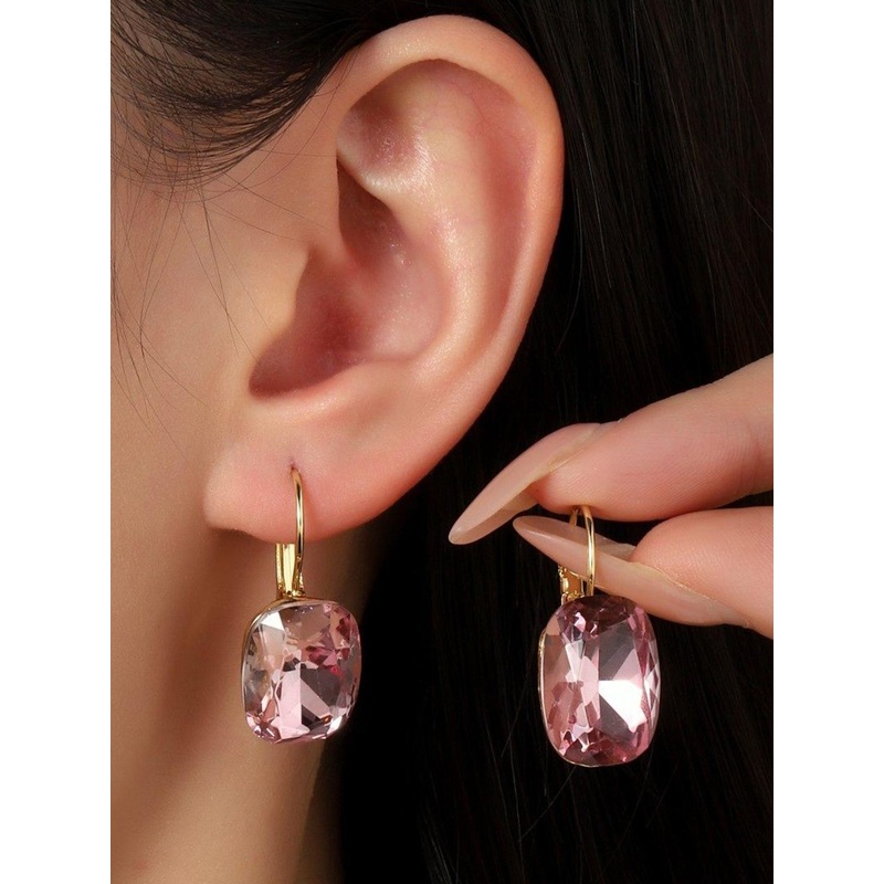 SALTY Gem Stone Studded Contemporary Mystic Sparkle Hoop Earrings