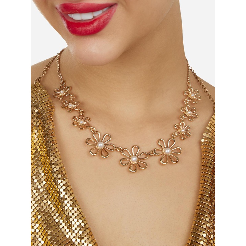 Zaveri Pearls Gold-Plated Embellished Floral Necklace