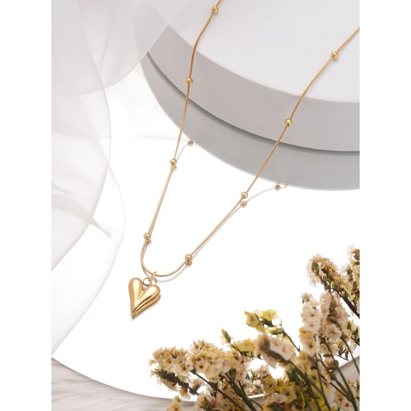 Aadvik Designs Gold-Plated Heart Shaped Pendants with Chains