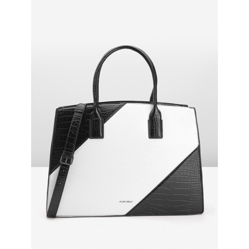 Allen Solly Croc Textured Colourblocked Laptop Handheld Bag