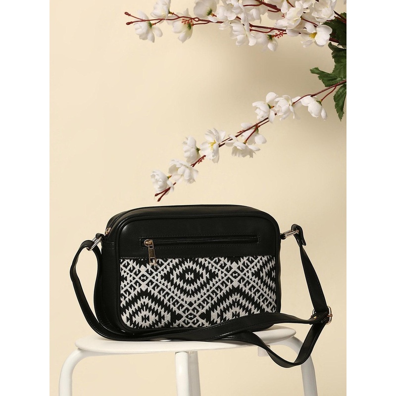 Anouk Black Textured Structured Sling Bag