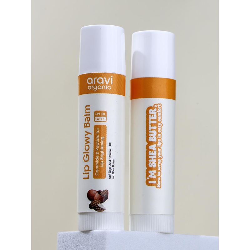 Aravi Organic Lip Balm With SPF 50 PA+++ Kojic Acid & Peptide For Lip Brightening- 5gm