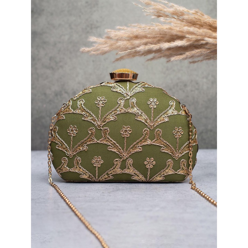 ARTKLIM Women Embroidered Half Moon Royale Clutch