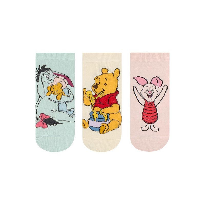 Balenzia x Disney Women Pack Of 3 Printed Cotton Ankle-Length Socks