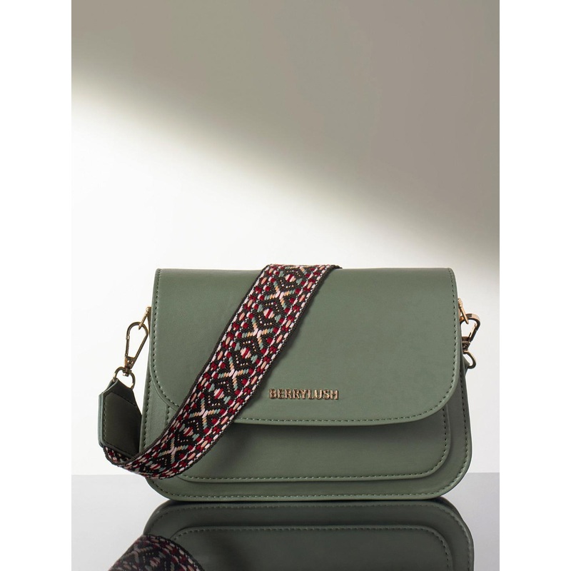 Berrylush Green Structured Sling Bag