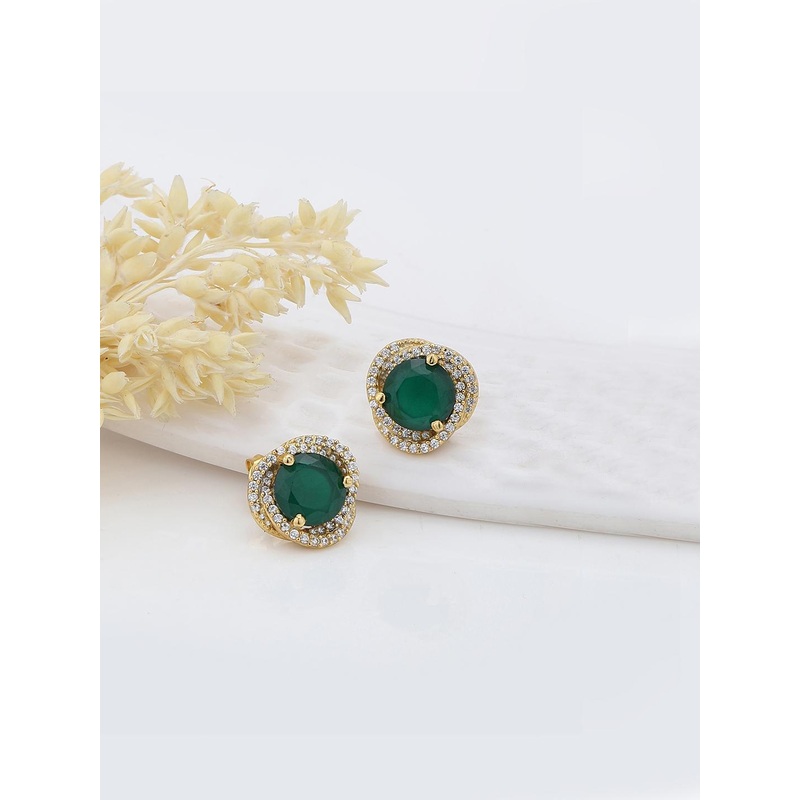 Carlton London Gold-Plated Contemporary Studs Earrings
