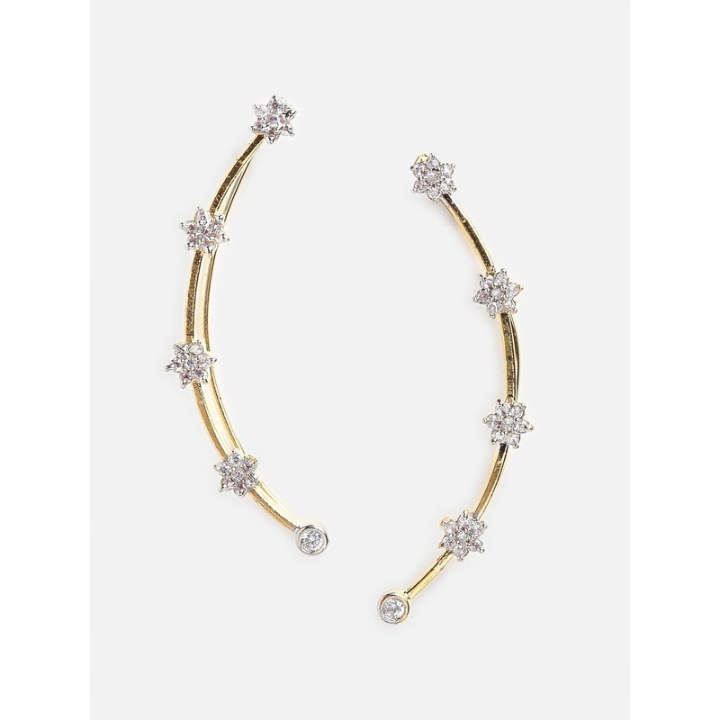 DressBerry Gold-Plated & White American Diamond Classic Ear Cuff