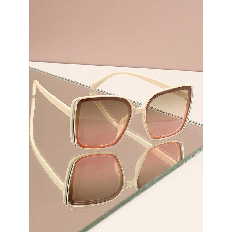 HAUTE SAUCE  Women Brown Lens & White Oversized Sunglasses with Polarised Lens