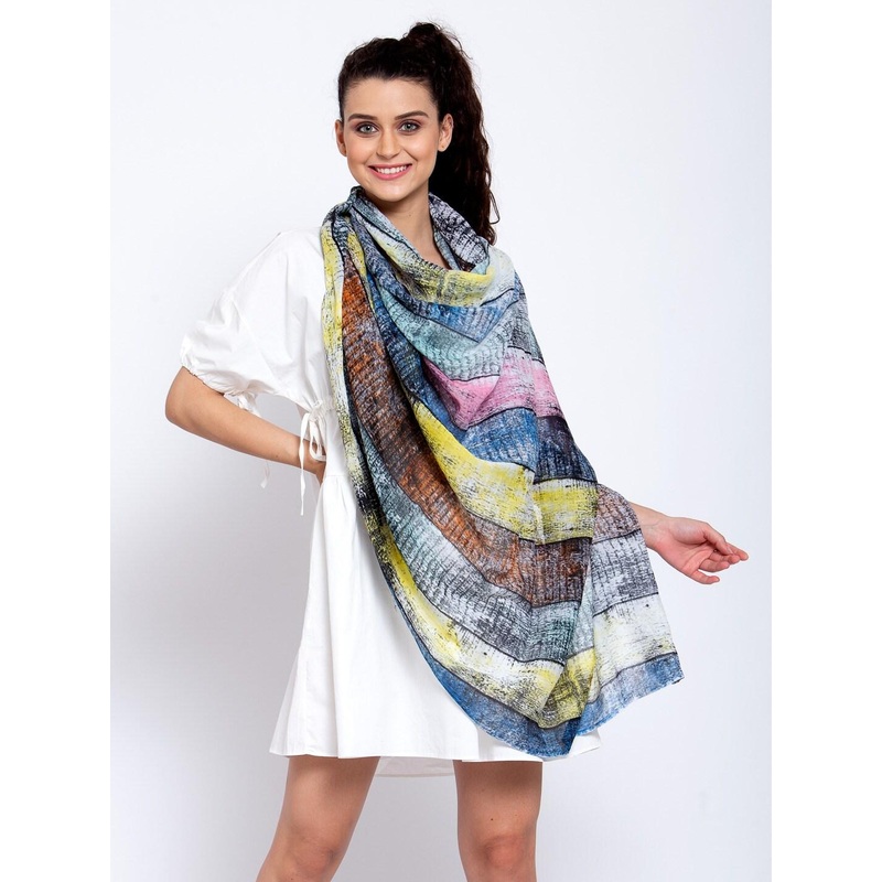 J Style Women Multicoloured Colourblocked Cotton Stole