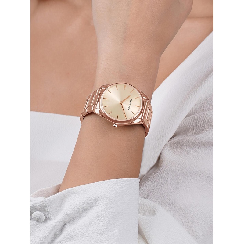 JOKER & WITCH Women Rose Gold-Toned Dial & Rose Gold Toned Stainless Steel Straps Analogue Watch