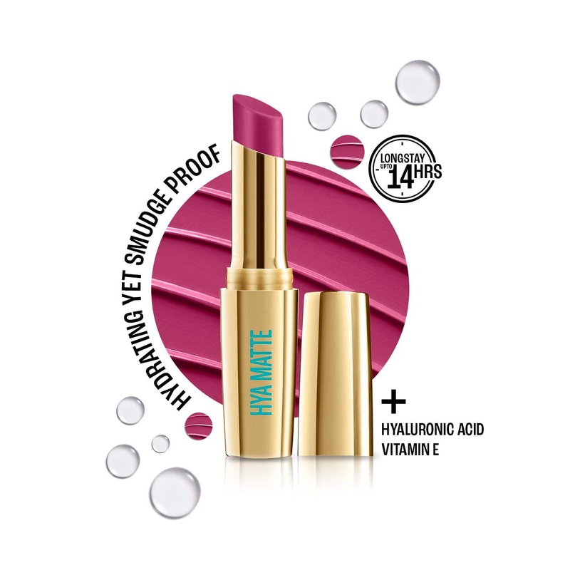 Lakme 9to5 Hya Matte Hydrating Smudgeproof Lipstick Lasts 14Hr 3.6g – Bold Berry PM3