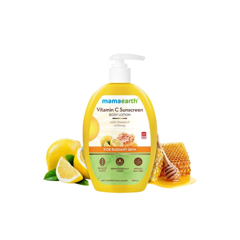 Mamaearth Vitamin C SPF 30 Sunscreen Body Lotion with Honey & Carrot Seed – 300 ml