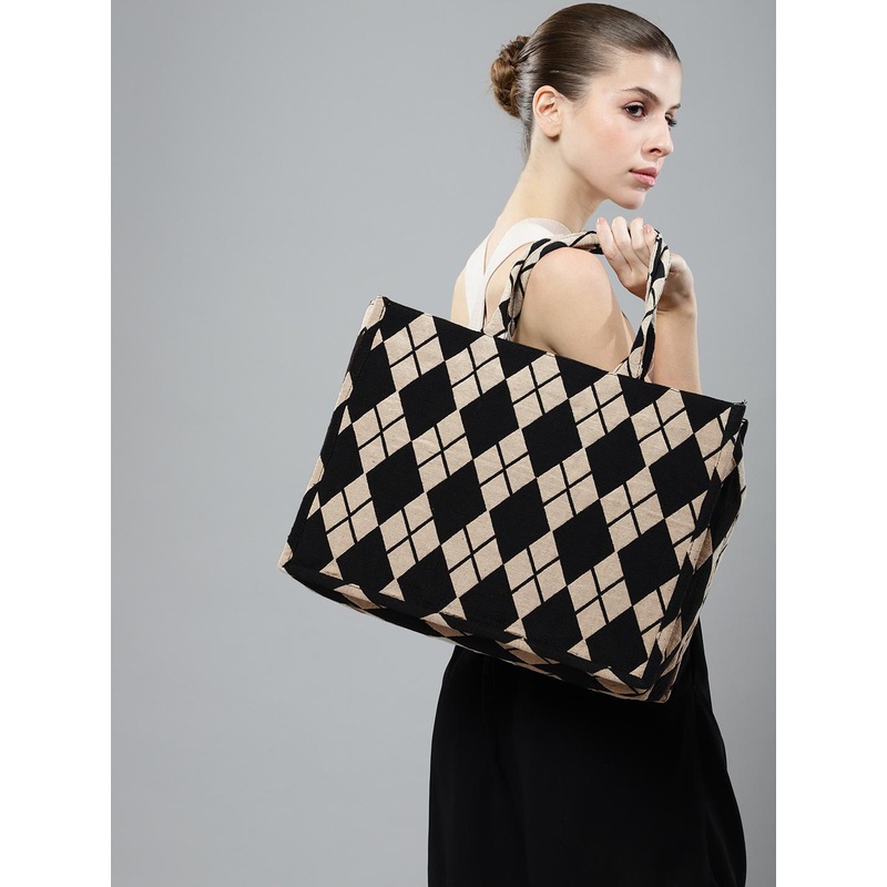 Mast & Harbour Geometric Printed Oversized Shopper Tote Bag