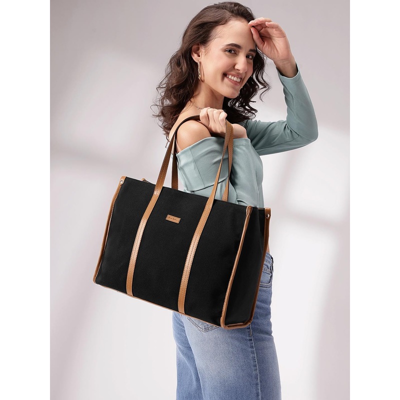 Mast & Harbour Women Striped Shopper Office Tote Bag