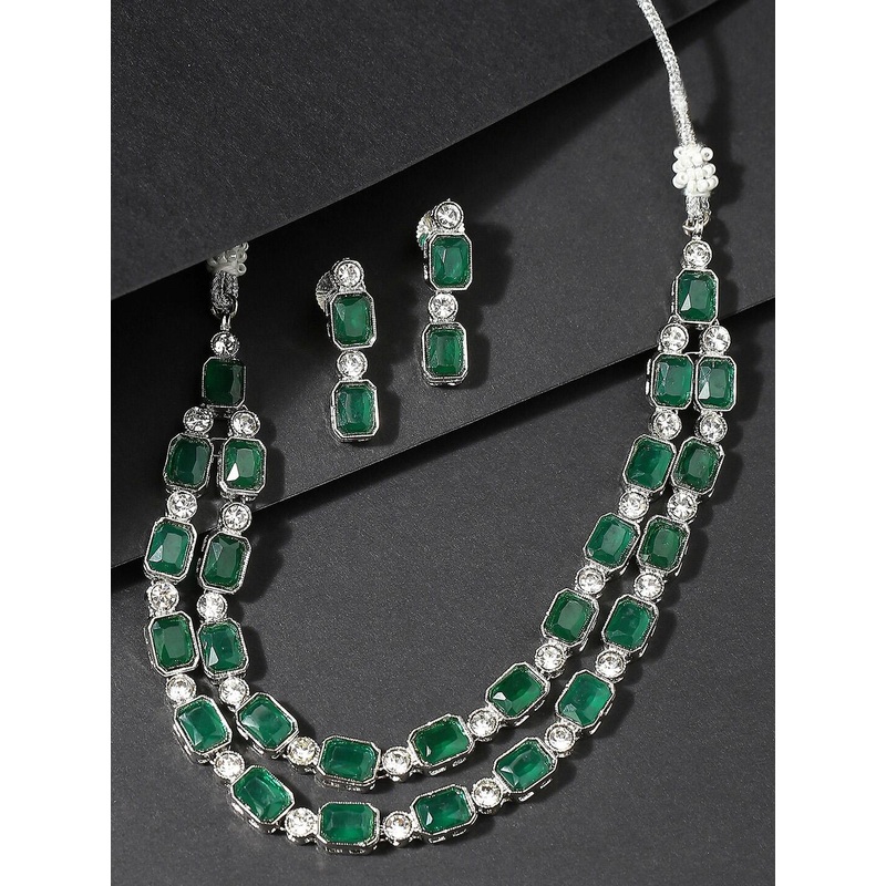 OOMPH AD Studded Layered Jewellery Set