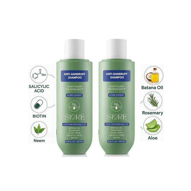 SIORE Pack of 2 Anti Dandruff Shampoo with Salicylic Acid & Biotin 250 ml