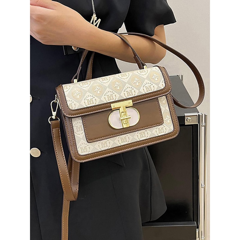 Styli Brown Printed Structured Handheld Bag