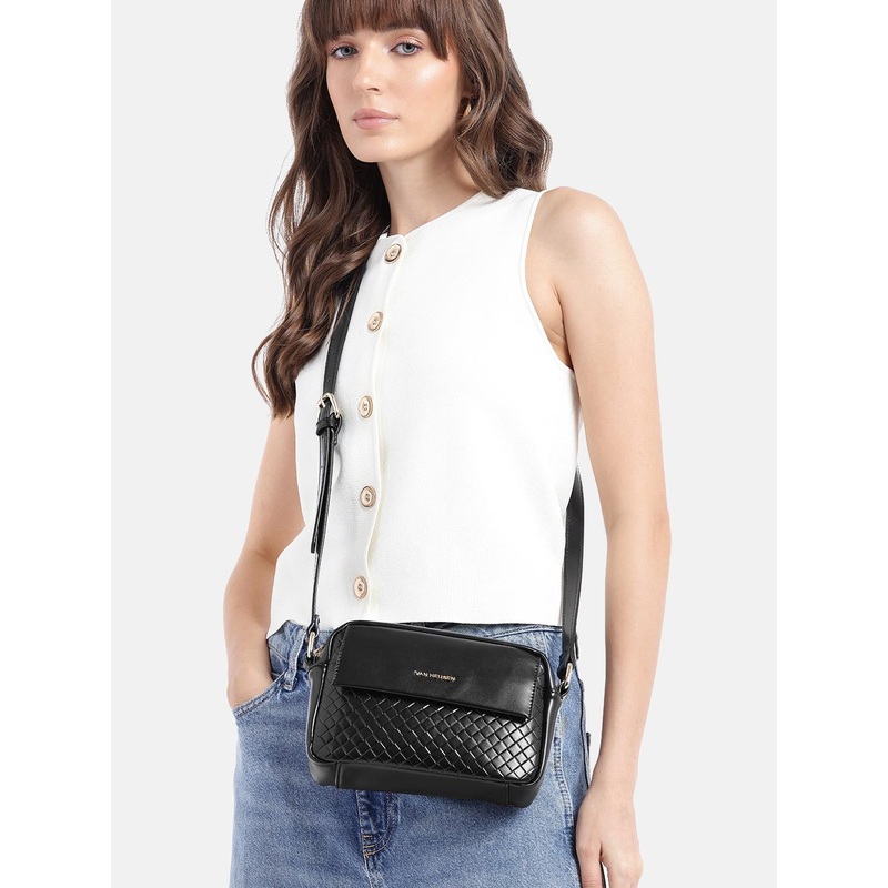 Van Heusen Basketweave Textured Structured Sling Bag