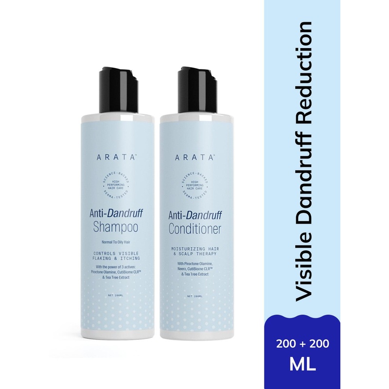 ARATA Set of Anti-Dandruff Shampoo & Conditioner with Tea Tree Extract – 200 ml Each