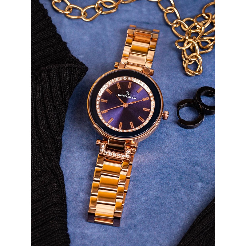 Daniel Klein Women Blue & Rose Gold Analogue Watch DK11368-6