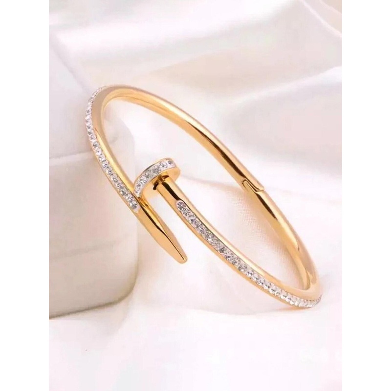 Designs & You Women Gold-Plated American Diamond Cuff Bracelet