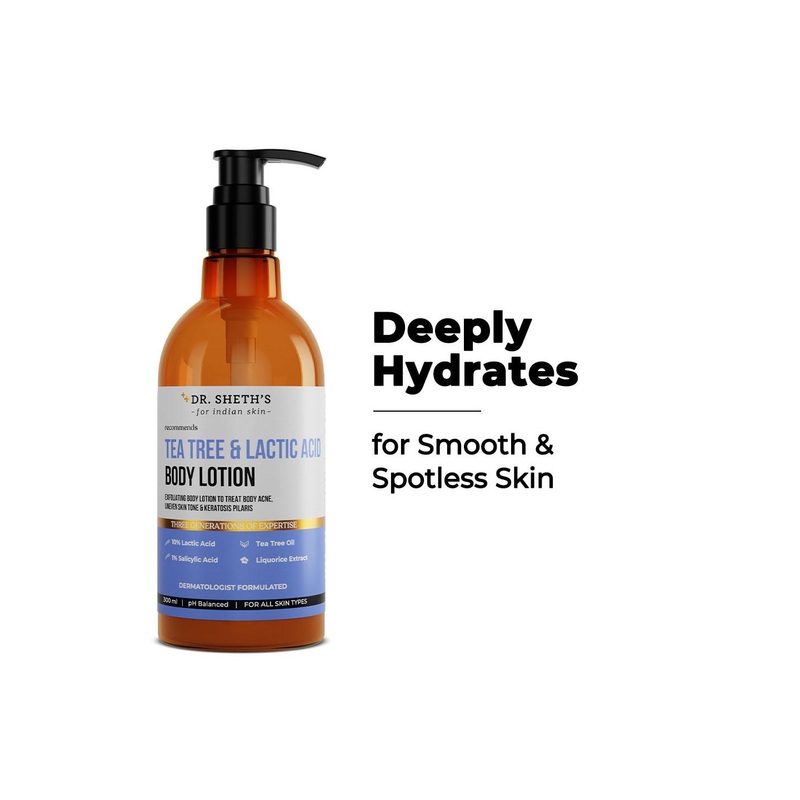 DR. SHETHS Tea Tree & Lactic Acid Body Lotion with Salicylic Acid & Liquorice – 300 ml