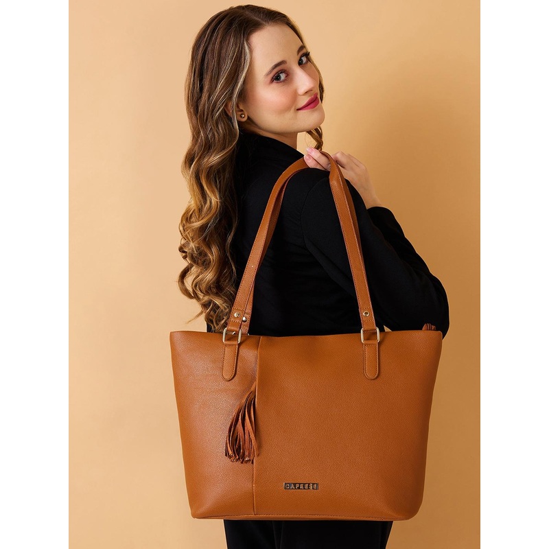 DressBerry X CAPRESE Scotty Women Tan Medium Tote Bag