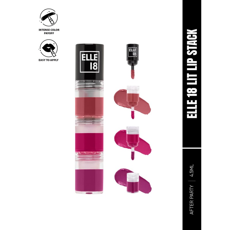 ELLE 18  Lit Lip Stack 3 in 1 Matte Liquid Lipstick For Intense Payoff 4.5ml – After Party