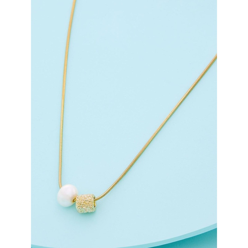 Kushal’s Fashion Jewellery Gold-Plated Pearls Beaded Pendant With Chain