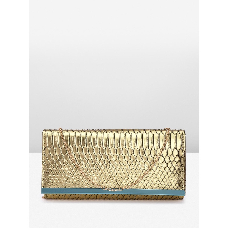 Lino Perros Women Snake Skin Textured Foldover Clutch
