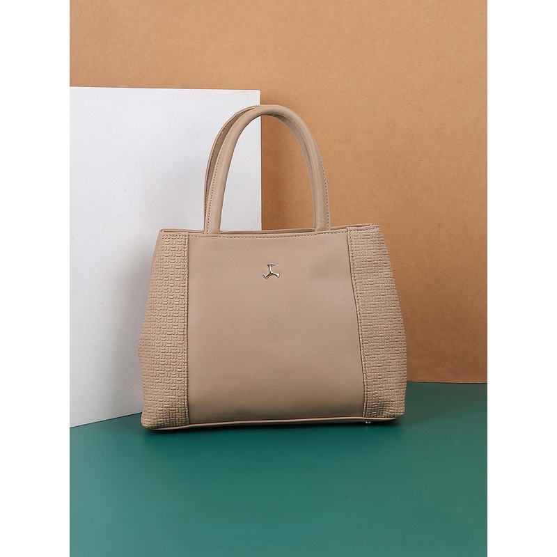 Mochi Beige PU Structured Handheld Bag