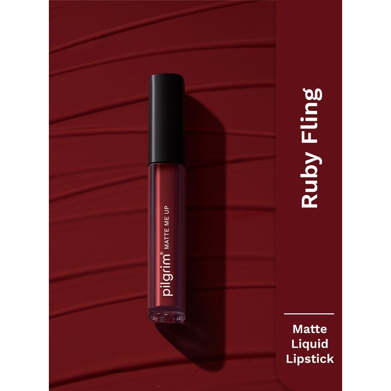 Pilgrim Matte Me Up Liquid Long-Lasting & Non-Drying Lipstick – 3 ml – Ruby Fling – 19