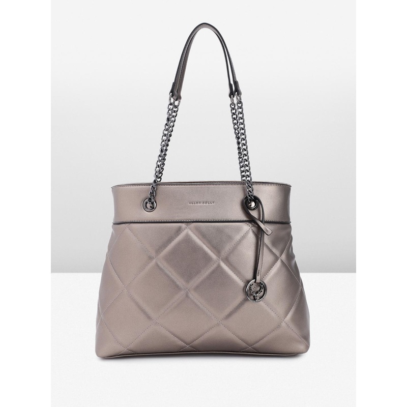Allen Solly Geometric Self Design Structured Shoulder Bag with Quilted & Tasselled Detail