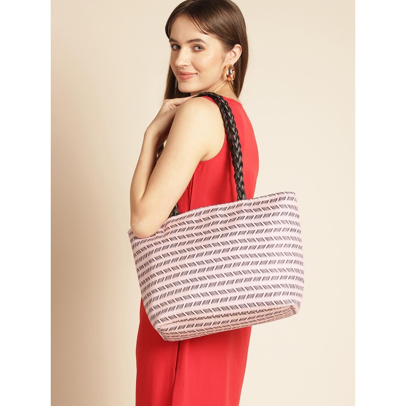 Anouk Geometric Self Design Structured Shoulder Bag