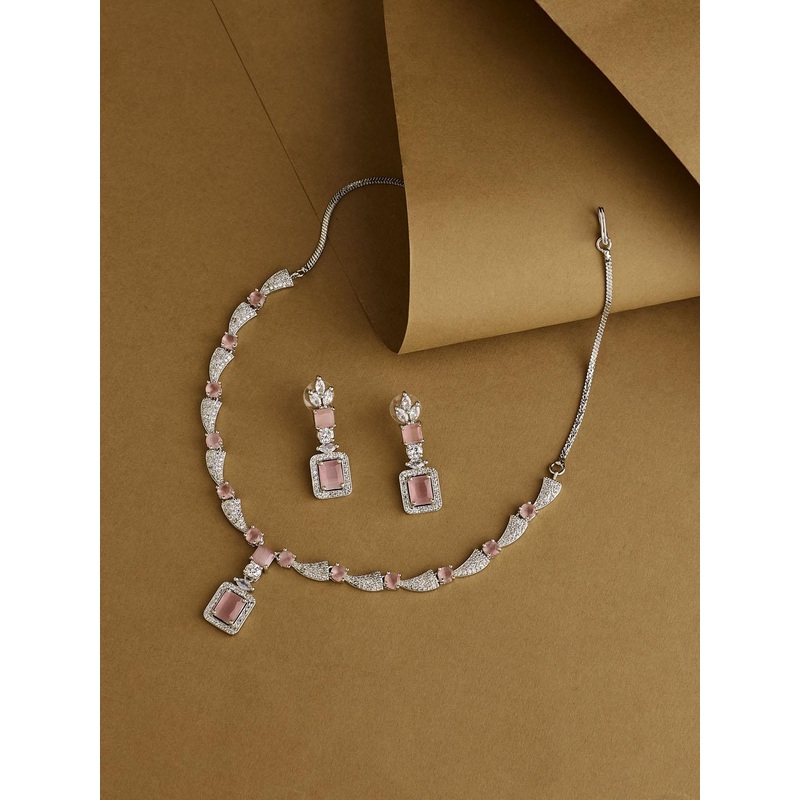 ATIBELLE Sliver-Plated & AD Studded Jewellery Set