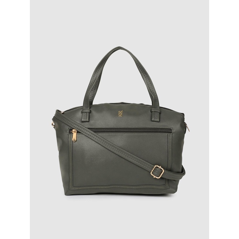 Baggit Women Charcoal Grey Solid Handheld Bag With Detachable Sling Strap