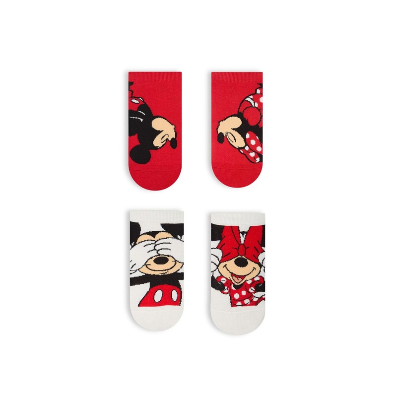 Balenzia x Disney Women Pack Of 2 Patterned Cotton Ankle Length Socks