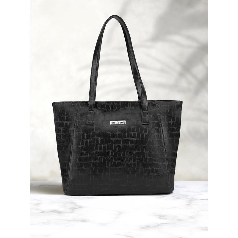 DressBerry Black Textured Textured Structured Shoulder Bag