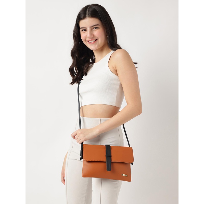 Fastrack Women Tan Structured Sling Bag