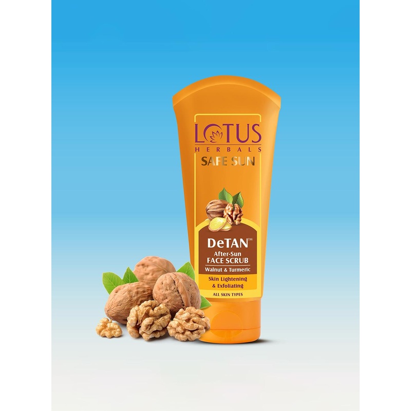 Lotus Herbals Safe Sun DeTAN After-Sun Face Scrub – Exfoliates & Removes Tan – 100g