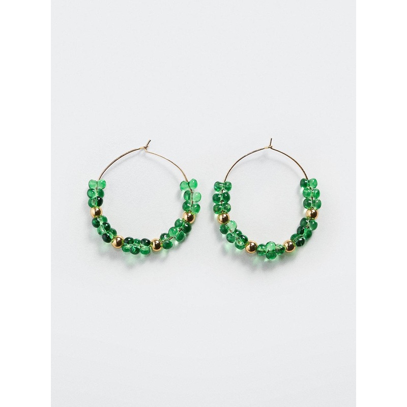 MANGO Beaded Circular Hoop Earrings