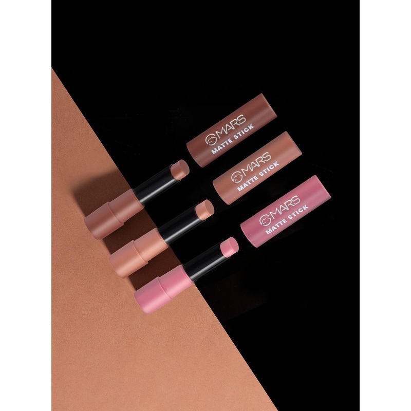 MARS Set Of 3 Blushed Nudes Matte Lipstick 9.6gm