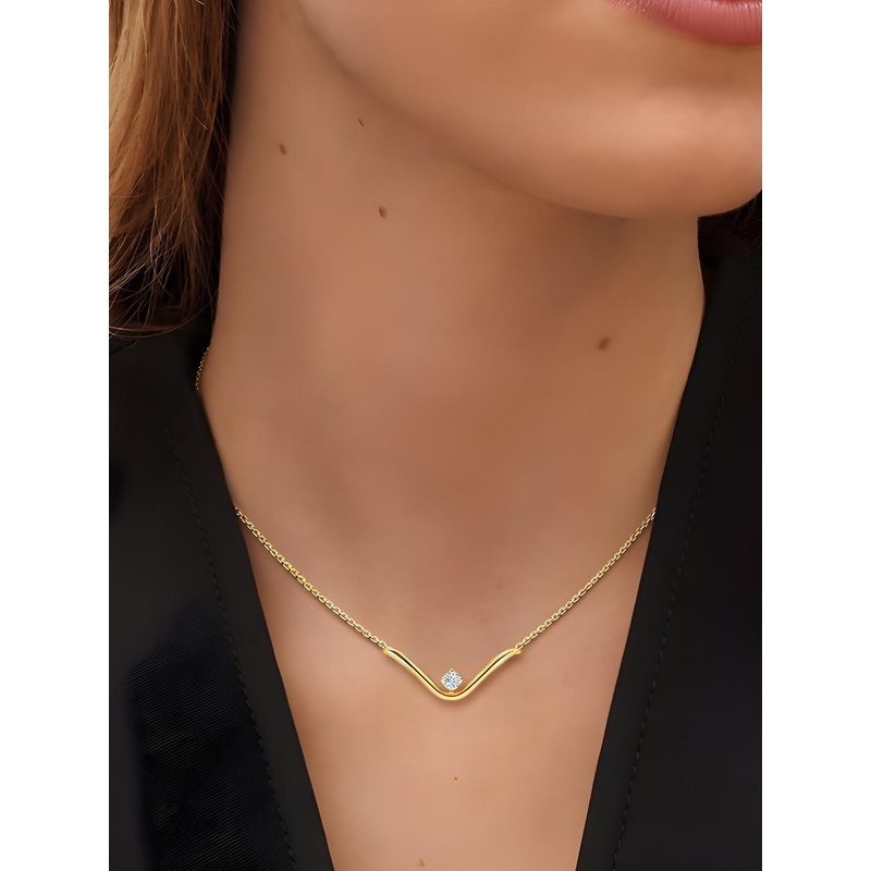 MINUTIAE Gold-Plated Crystals Studded Minimal Necklace