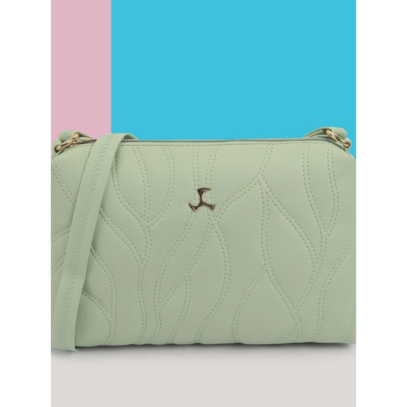 Mochi Women Textured Structured Buckle Detail Sling Bag