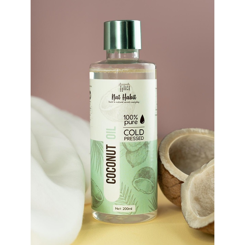 Nat Habit 100% Pure Cold Pressed Coconut Body Oil to Prevents Skin Aging – 200 ml