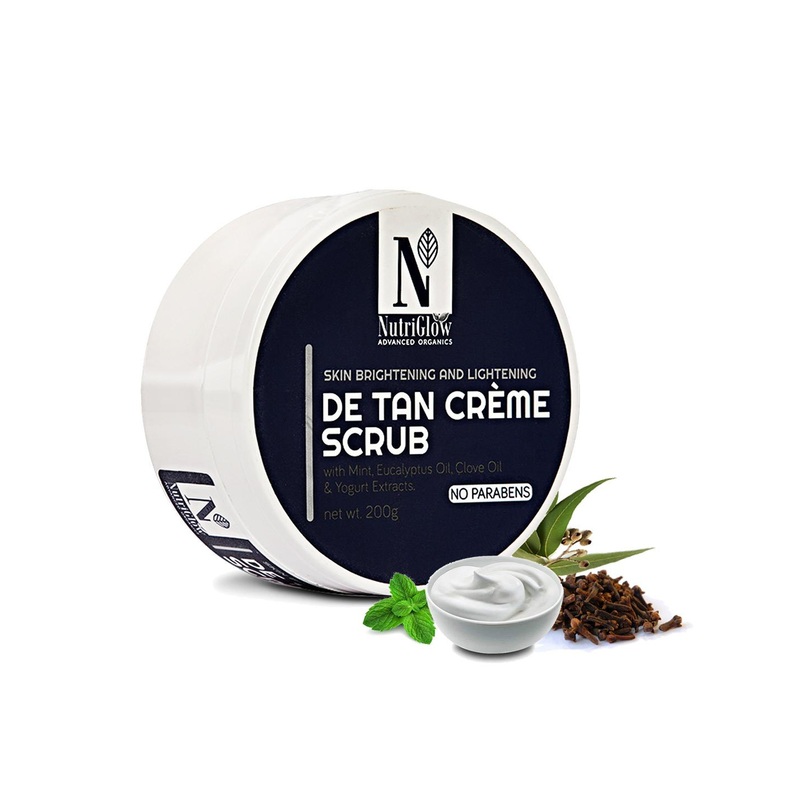 NutriGlow Advanced Organics Skin Whitening  Brightening De Tan Creme Scrub 200 g