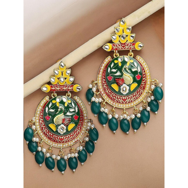 OOMPH Peacock Shaped Chandbalis Earrings