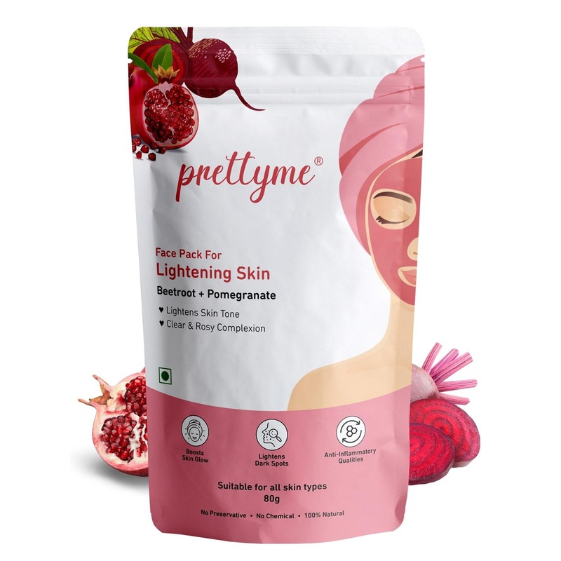 Prettyme Pomegranate & Beetroot Brighter & Glowing Skin Clay Face Mask – 80 g